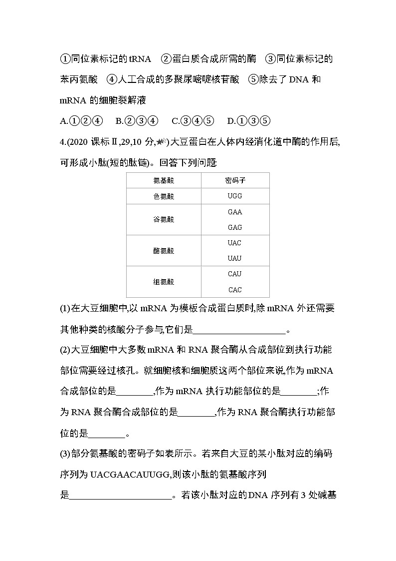 第4章　基因的表达第1~2节综合拔高练02