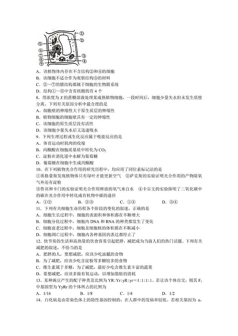 2022届辽宁省葫芦岛市协作校高三上学期10月第一次考试生物试题（PDF版含答案）02