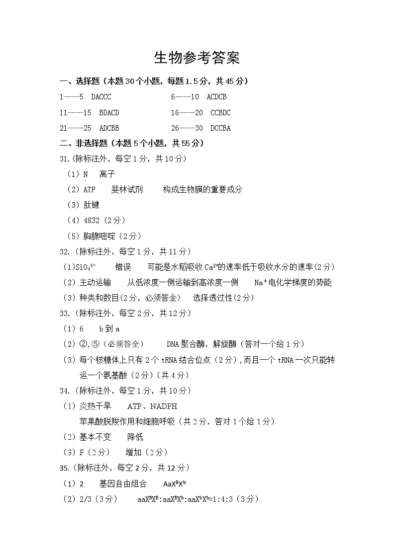 楂樹笁鐢熺墿绛旀第1页