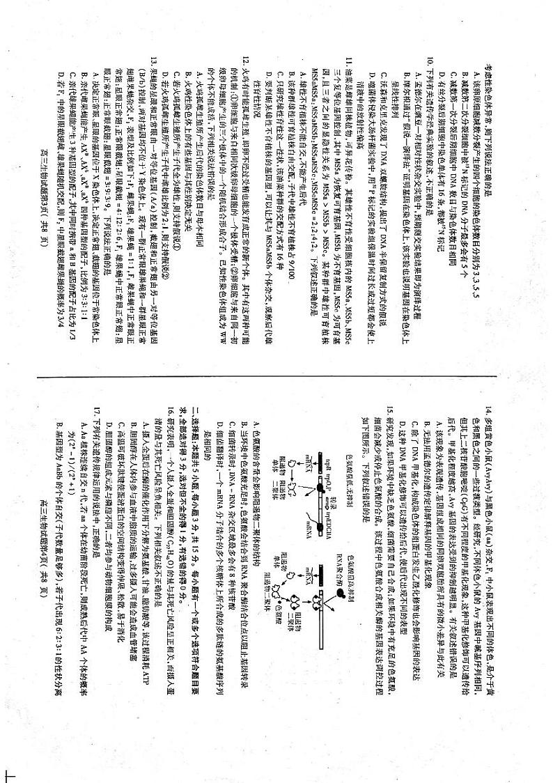 山东省烟台市2022届高三上学期11月期中考试生物试题PDF版含答案02