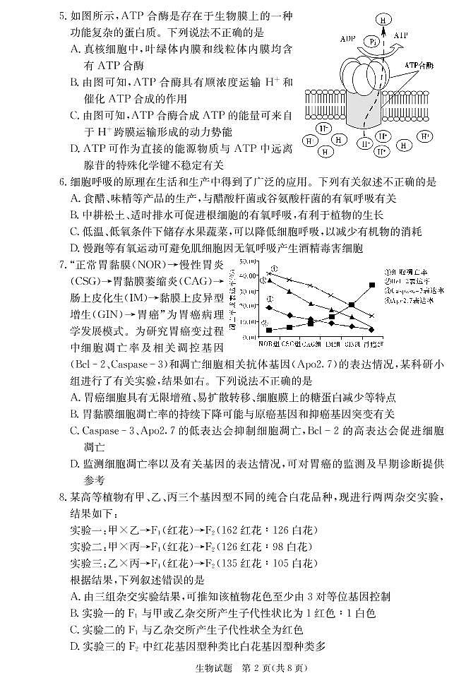 广东省深圳实验学校、长沙市一中2022届高三上学期联考生物试题PDF版含答案02