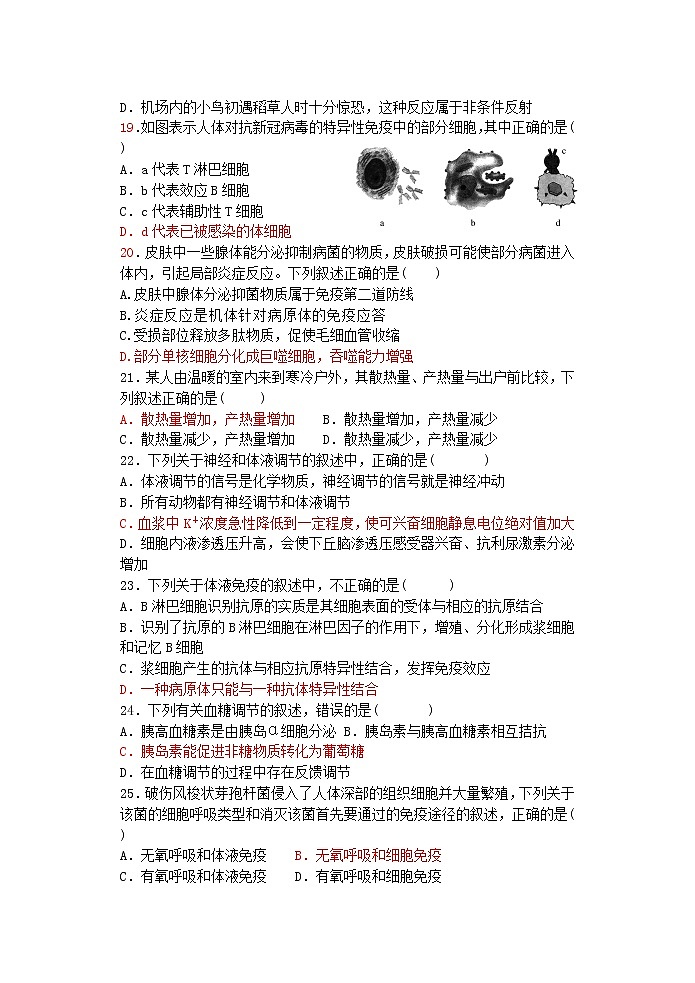 浙江省绍兴市诸暨中学2021-2022学年高二上学期期中考试生物试题（实验班）含答案03