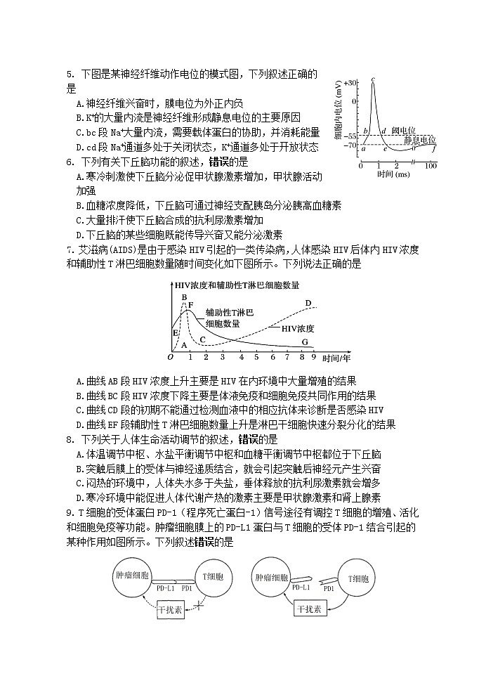 江苏省连云港市东海县2021-2022学年高二上学期期中考试生物【试卷+答案】02