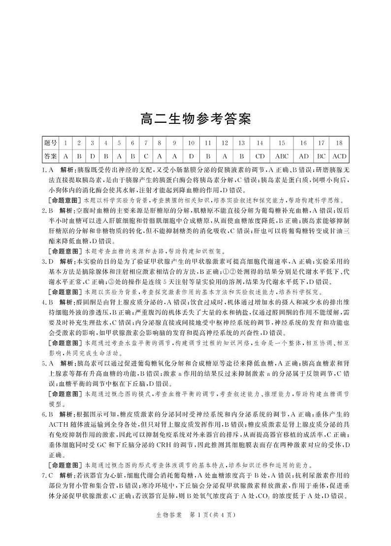 2021-2022学年河北省省级联测高二上学期第二次考试（11月）生物试题 pdf版01