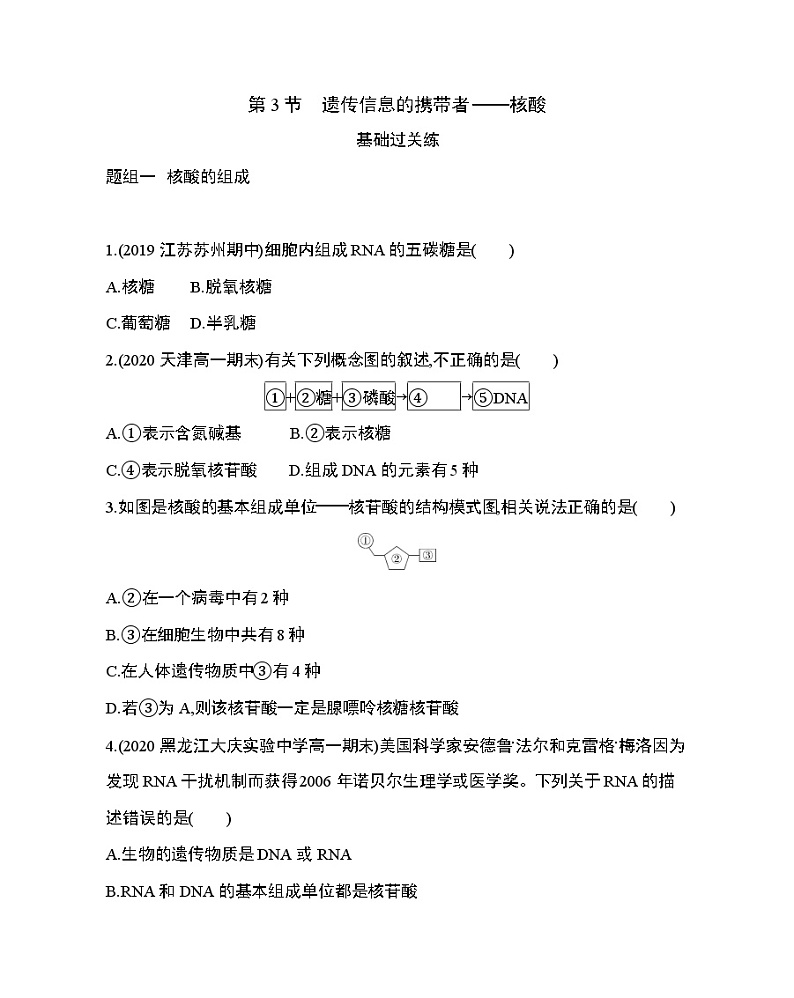 3_第3节 遗传信息的携带者——核酸练习题01