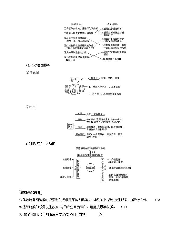 江苏版2022版高考生物总复习第1单元走近细胞与细胞的分子组成第4讲细胞膜与细胞核教案02