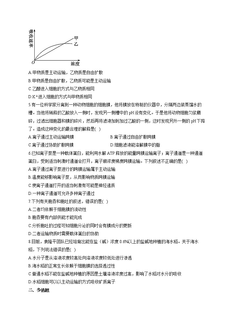 【新课标新高考】2022届高考生物二轮复习专题练AB卷 专题三 细胞的物质输入和输出（A卷）第2页
