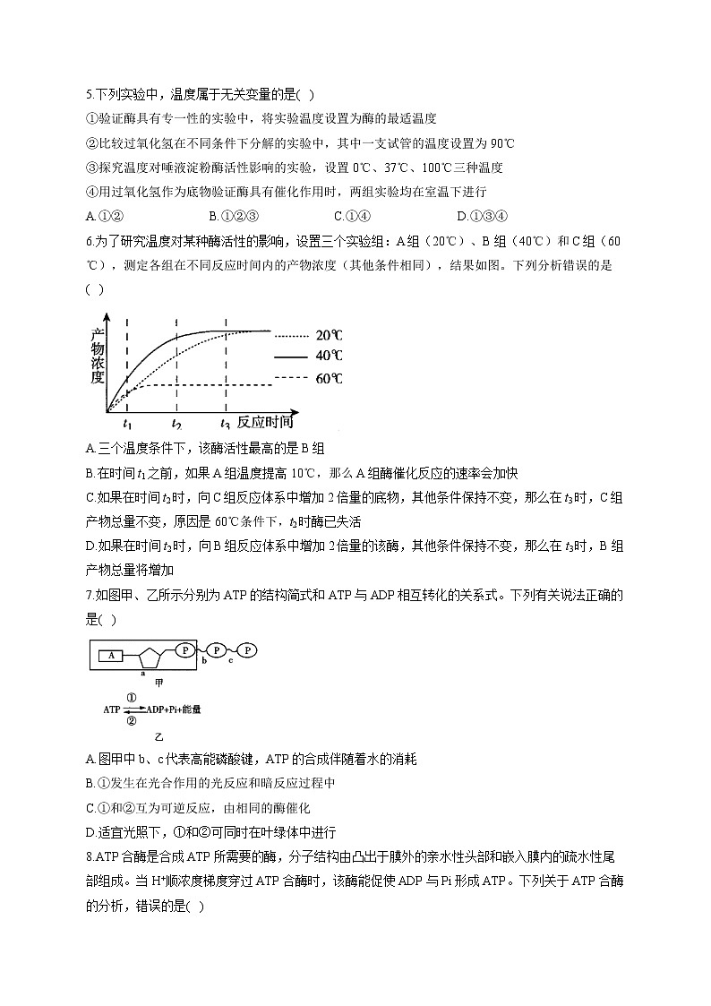 【新课标新高考】2022届高考生物二轮复习专题练AB卷 专题四 酶与ATP（B卷）第2页