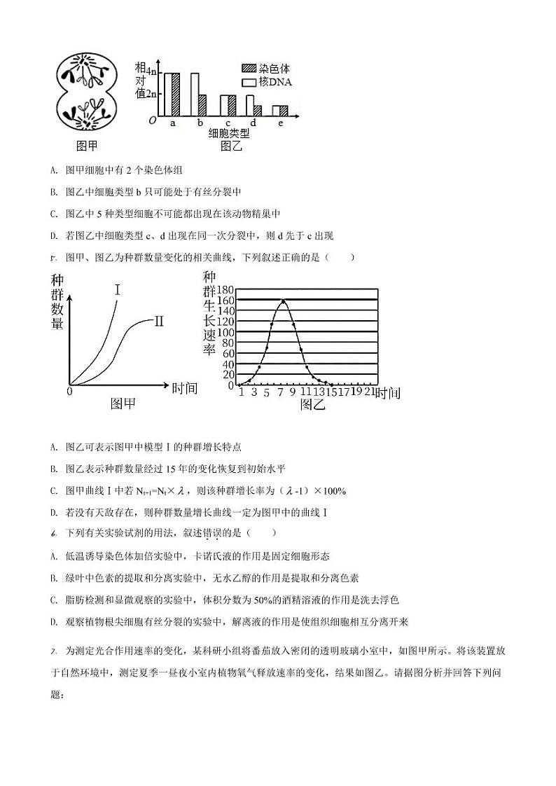 安徽省马鞍山市2021高三一模理综生物试题（含答案）02