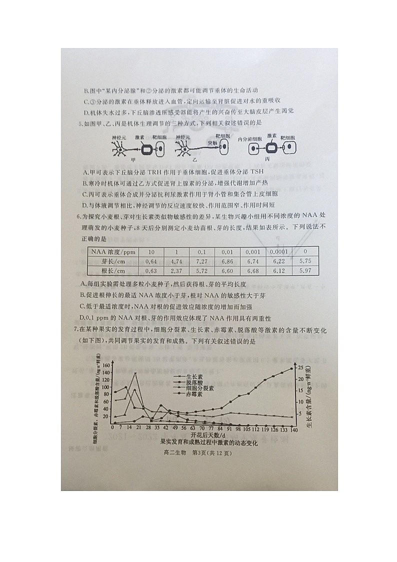 山东省枣庄滕州市2021-2022学年高二上学期期中考试生物试题第3页