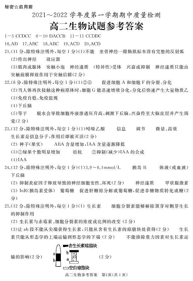 高二生物答案第1页
