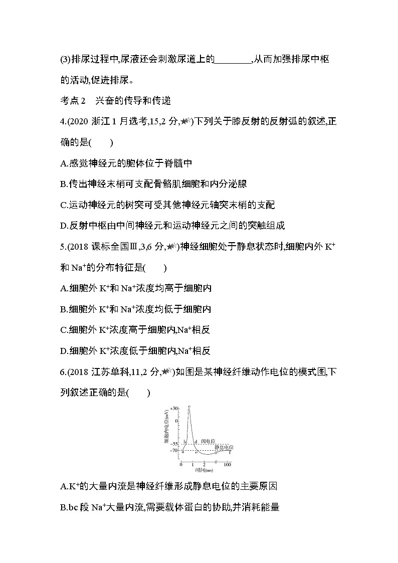 第2章  神经调节第1~3节综合拔高练02