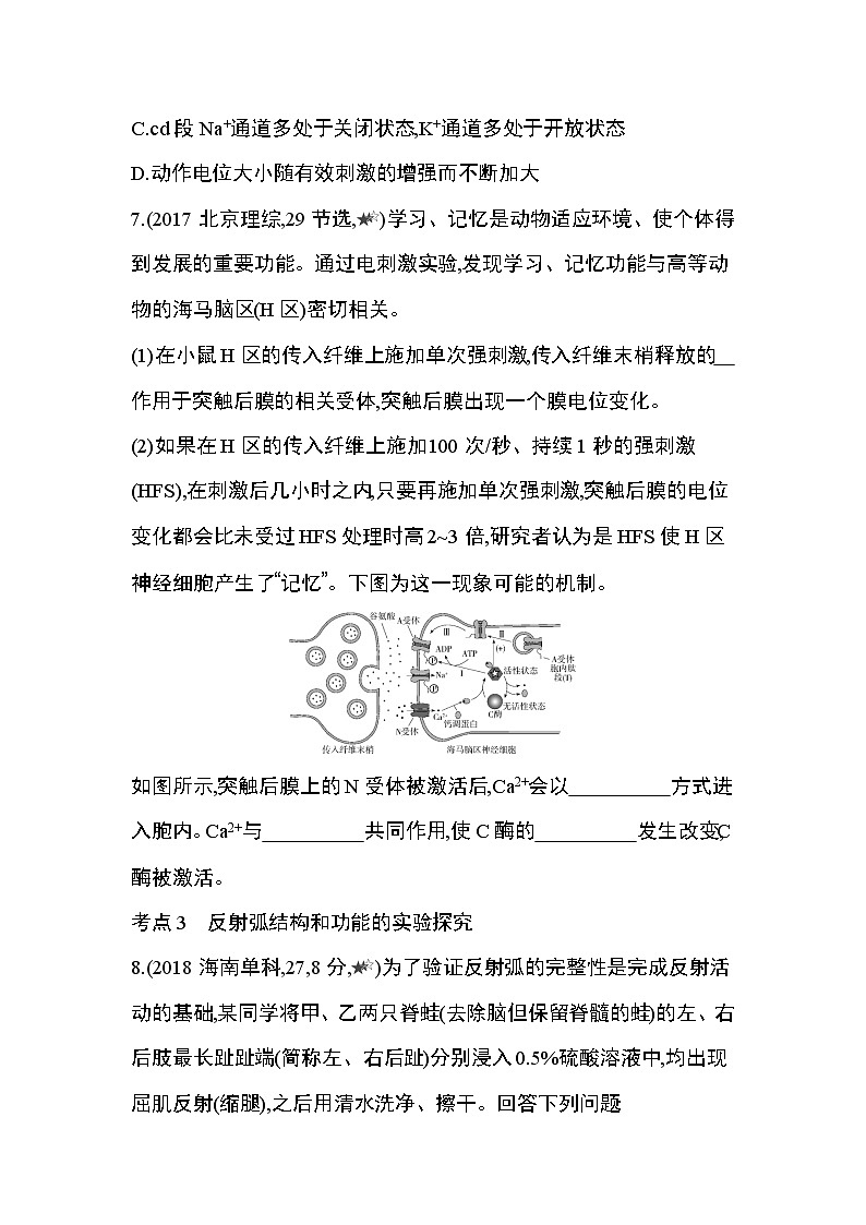 第2章  神经调节第1~3节综合拔高练03