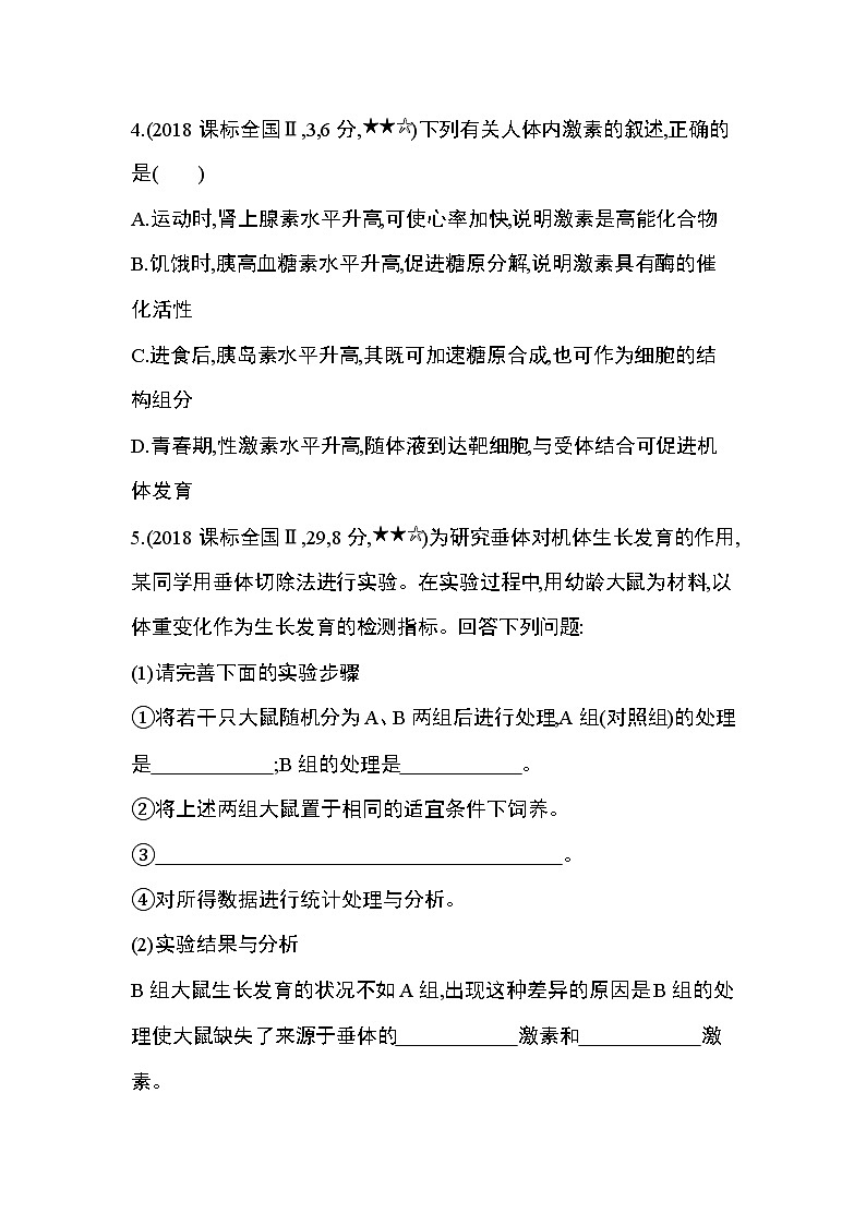 第2章　动物和人体生命活动的调节第2节综合拔高练02