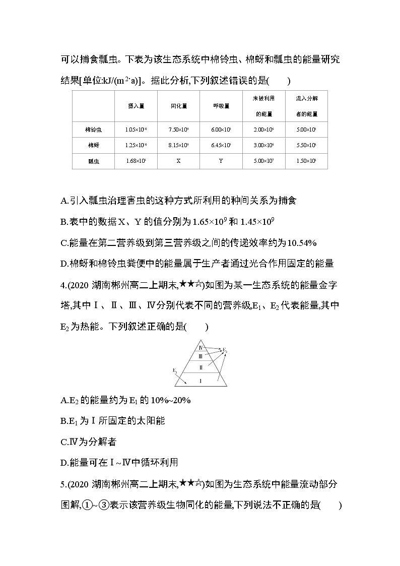 专题强化练4　能量流动过程分析及传递效率的计算第2页