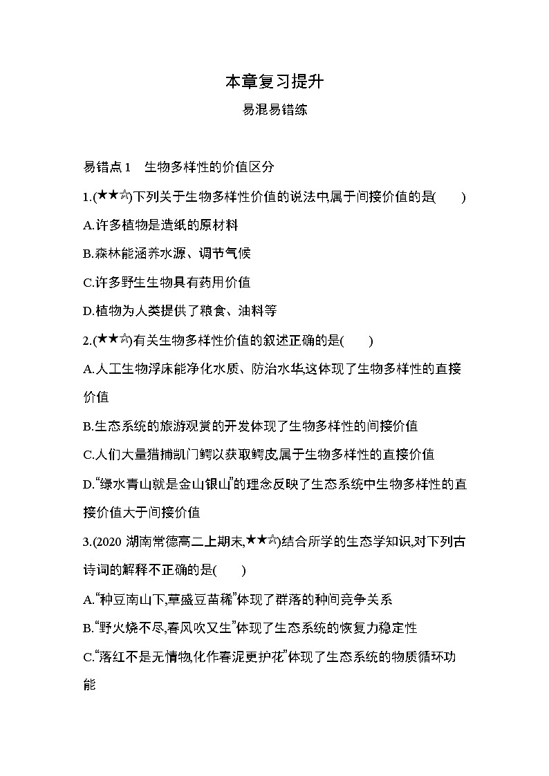 第6章　生态环境的保护复习提升 试卷01