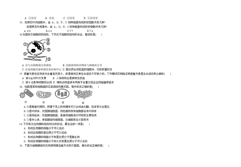 甘肃省兰州市教育局第四片区2021-2022学年高二上学期期中考试生物（理）试题含答案03