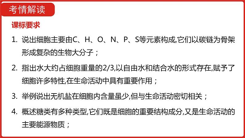 全国通用高中生物  一轮复习  第一单元  专题一  细胞分子的组成课件PPT第4页