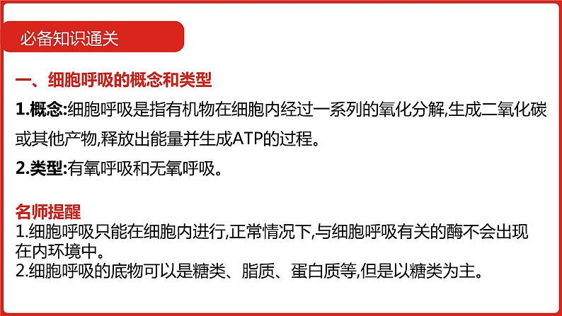 全国通用高中生物  一轮复习  第二单元  专题五  细胞呼吸课件PPT第7页