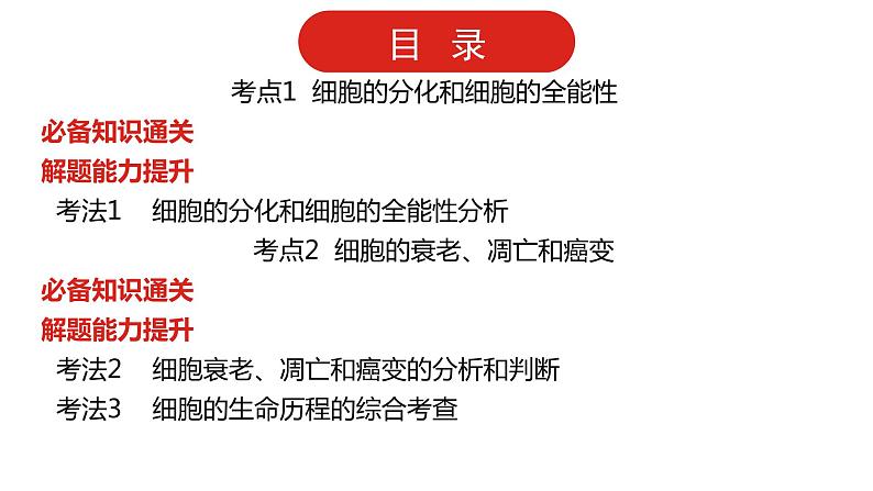 全国通用高中生物  一轮复习  第三单元  专题八  细胞的分化、衰老、凋亡和癌变课件PPT第2页