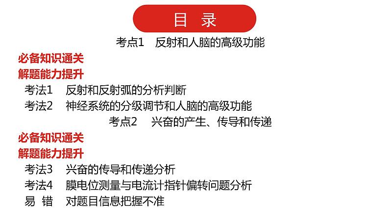 全国通用高中生物  一轮复习  第七单元  专题十七  人和高等动物的神经调节课件PPT第2页