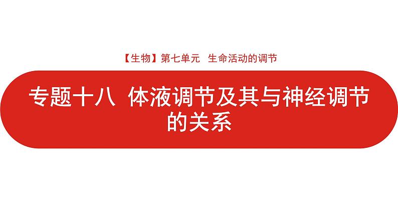 全国通用高中生物  一轮复习  第七单元  专题十八  体液调节及其与神经调节的关系课件PPT第1页