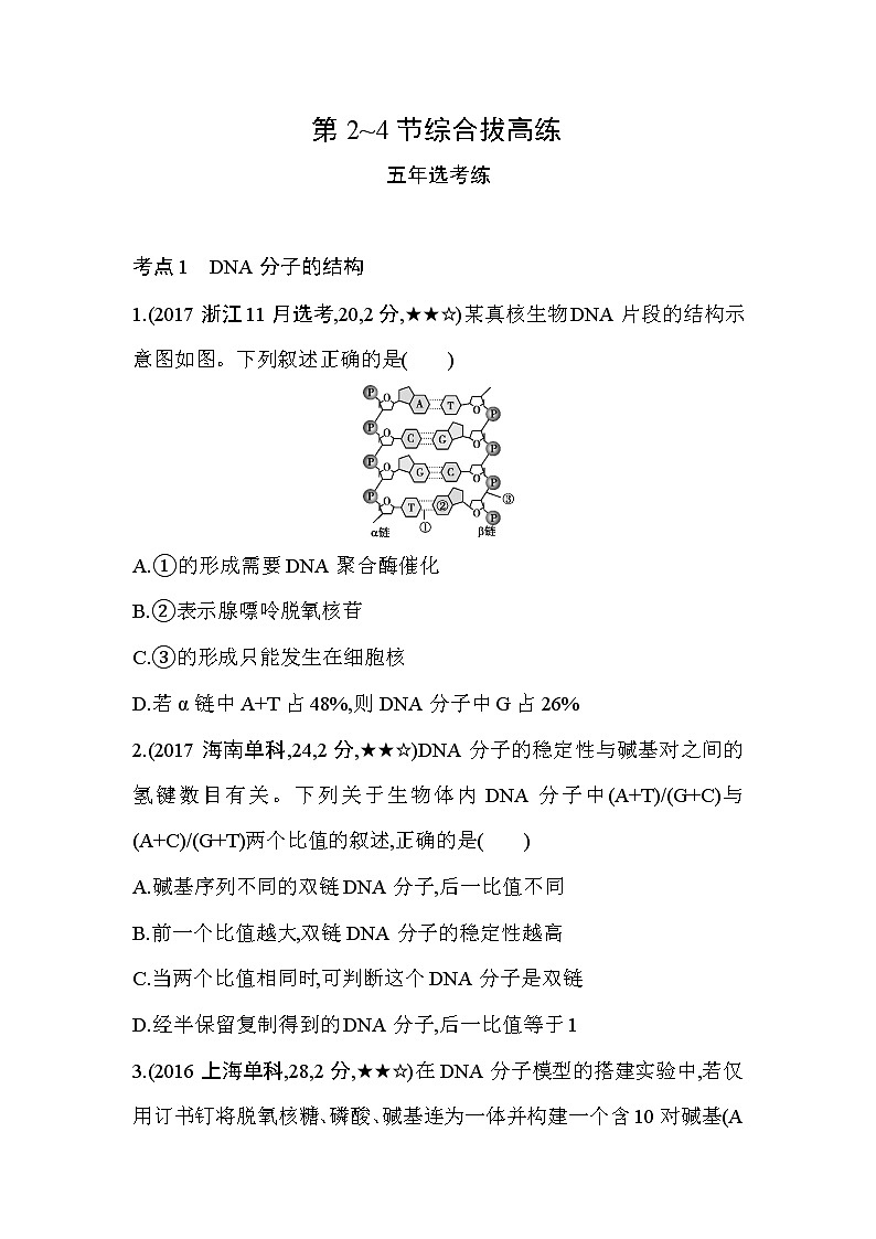 第3章　基因的本质第2~4节综合拔高练习题01