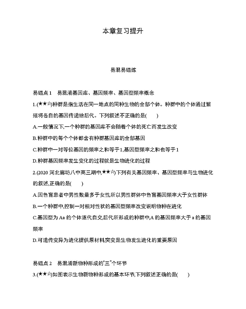 第7章　现代生物进化理论复习提升第1页