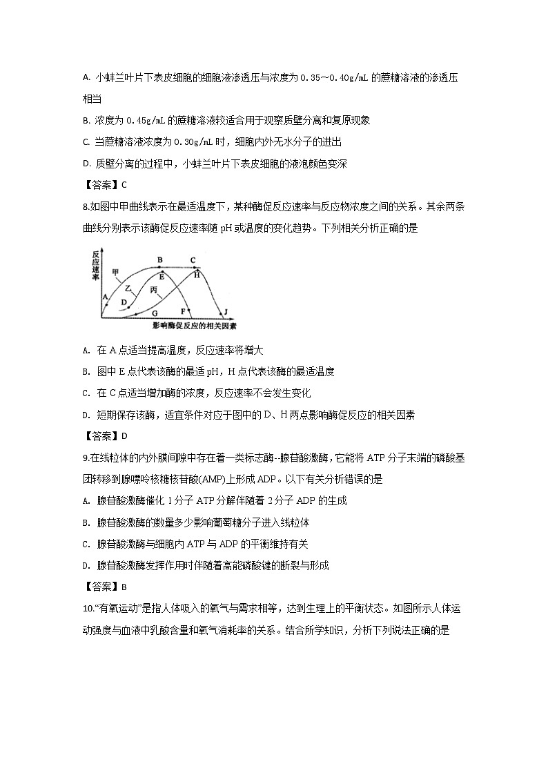 内蒙古呼和浩特市2020届高三一模考试生物试卷03