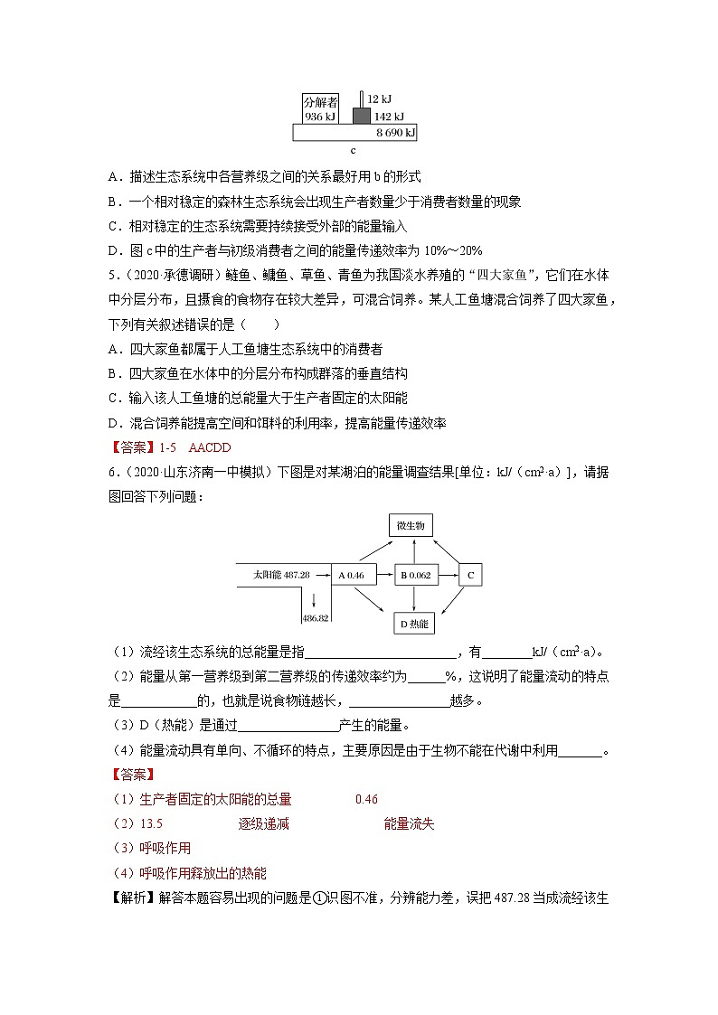 高中生物选择性必修2-3.2 生态系统的能量流动 分层训练第2页