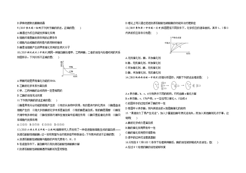 新人教版（2019）高一生物寒假作业（共8份含答案）第2页