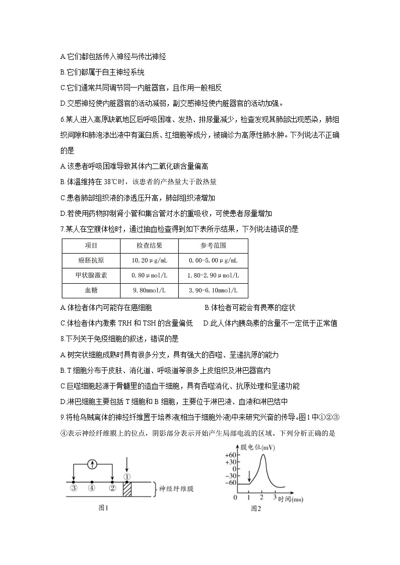 湖北省孝感市2021-2022学年高二上学期期中联考生物含答案 试卷02