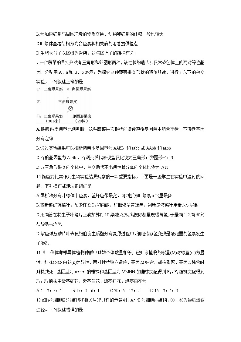 江苏省徐州市沛县2022届高三上学期第一次学情调研生物含答案第3页