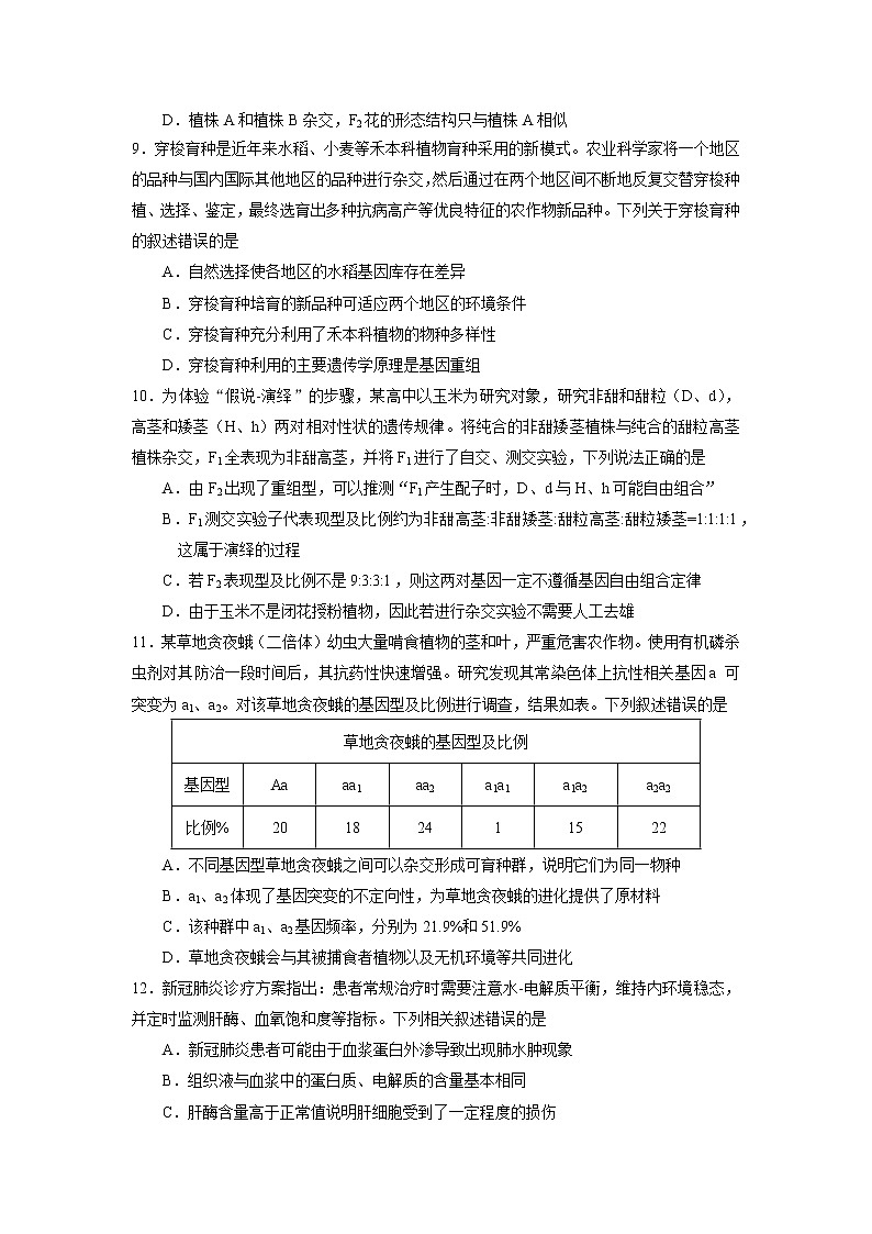 华南师大附中2021高三生物试题月考3终稿（2021111）第3页