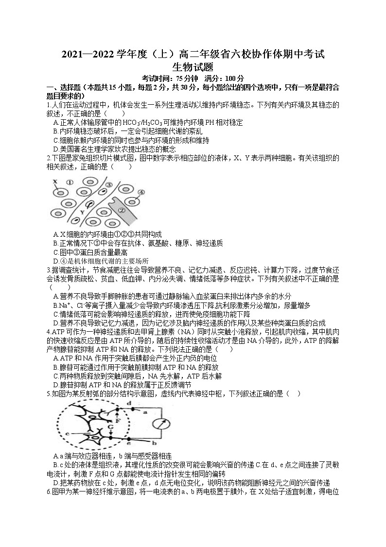 辽宁省六校协作体2021-2022学年高二上学期期中考试生物试题含答案第1页