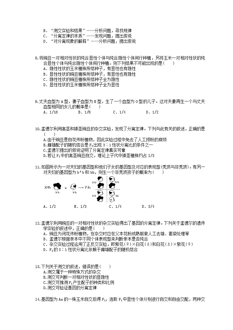 2022年高考生物一轮考点精选练习15《孟德尔的豌豆杂交实验一》(含详解)第2页