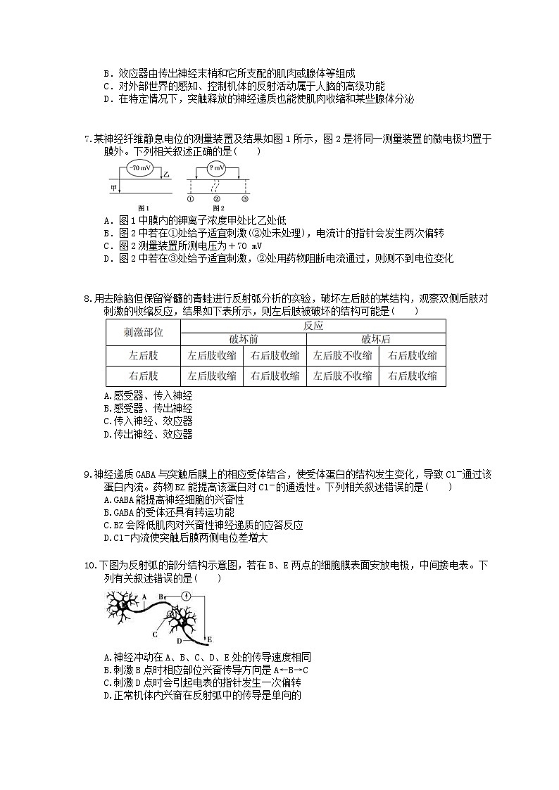 2022年高考生物一轮考点精选练习26《通过神经系统的调节》(含详解)第2页