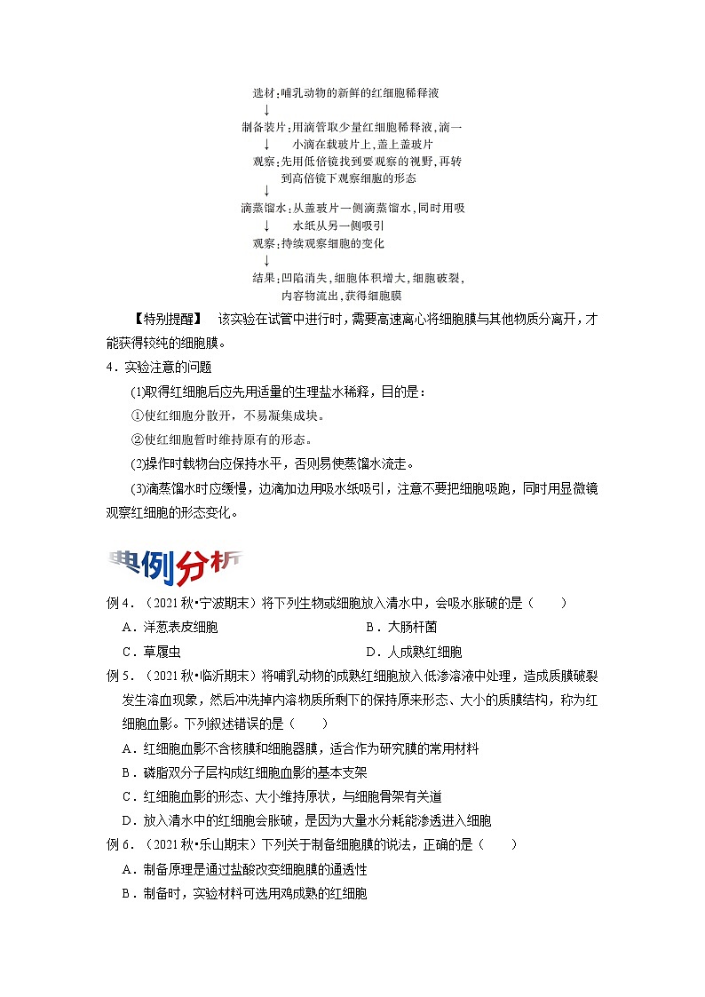 专题05 细胞膜和细胞核（原卷版）-2021-2022学年上学期高一生物期末复习之重难点突破（人教版2019必修1）第3页