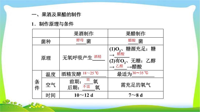 人教版高考生物总复习12.2传统发酵技术的应用完美课件PPT04