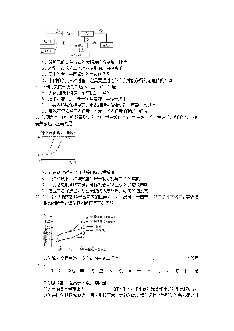安徽省黄山市2021届高三第一次质量检测理综生物试题 Word版含答案02