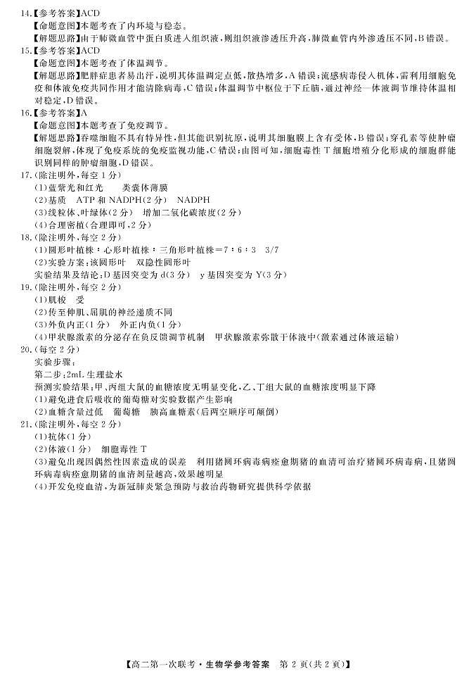 湖南省天壹名校联盟2021-2022学年高二上学期第一次联考（期中）生物试题含答案02