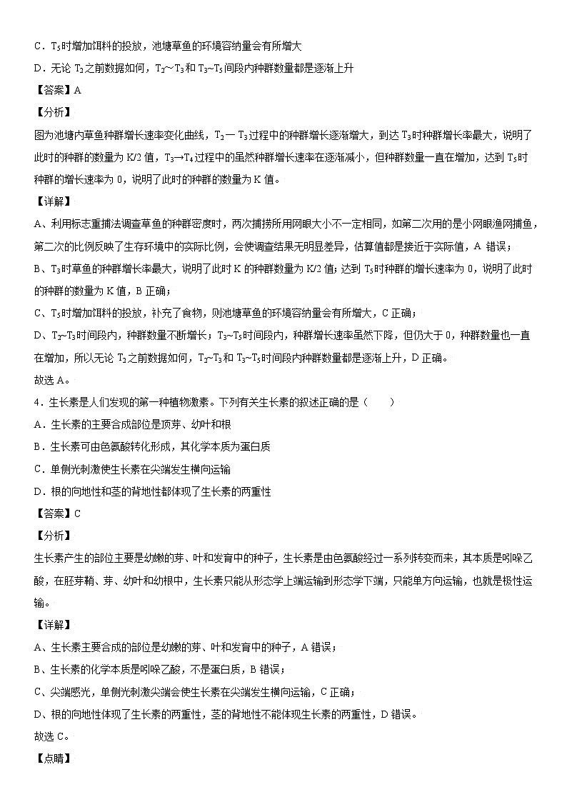 周测卷（选择性必修1+种群）优质课件（浙科版2019选择性必修2）03