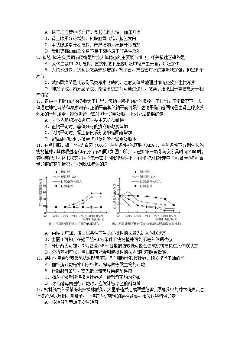 江苏省灌云高级中学2021-2022学年高二12月阶段考试生物含答案02