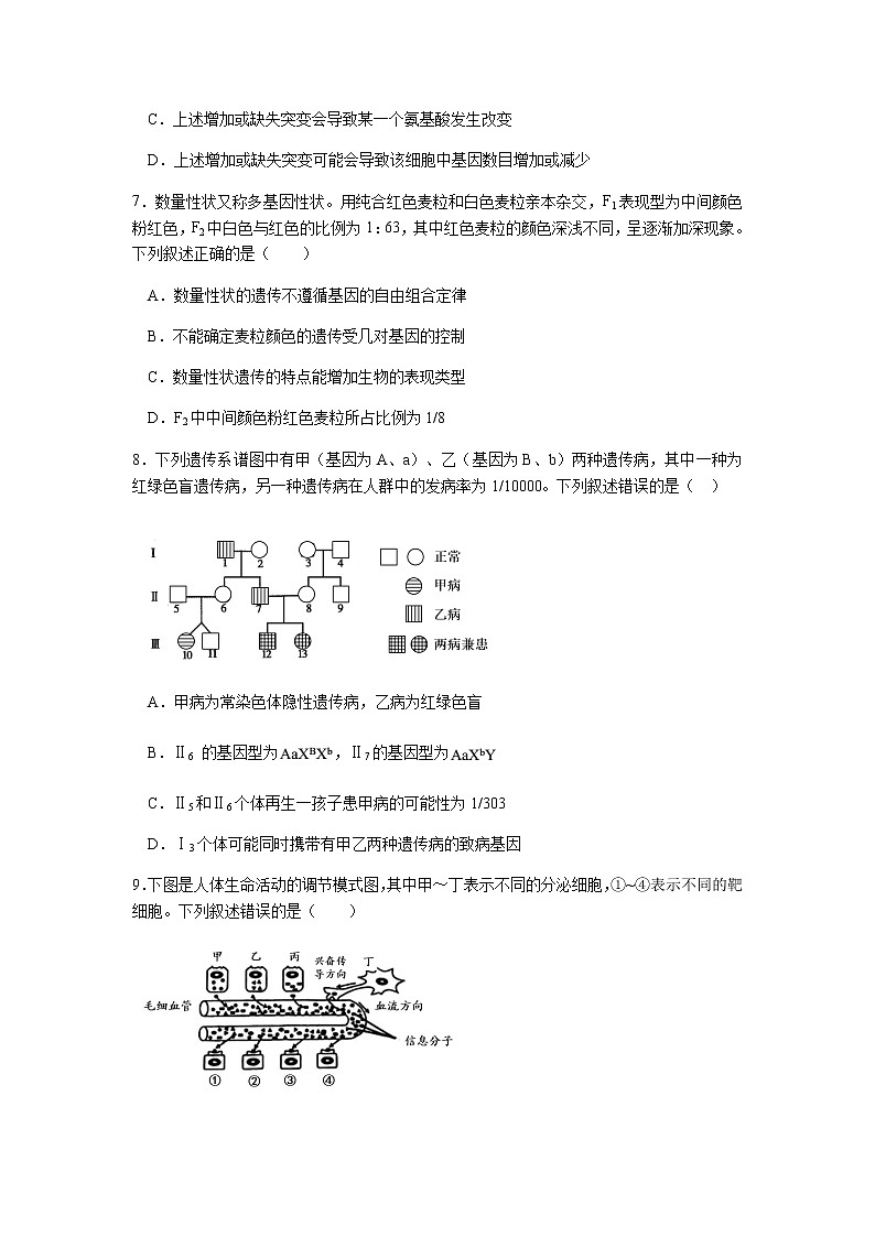江苏省南京市、盐城市2021届高三下学期3月第二次模拟考试生物试题 Word版含答案03