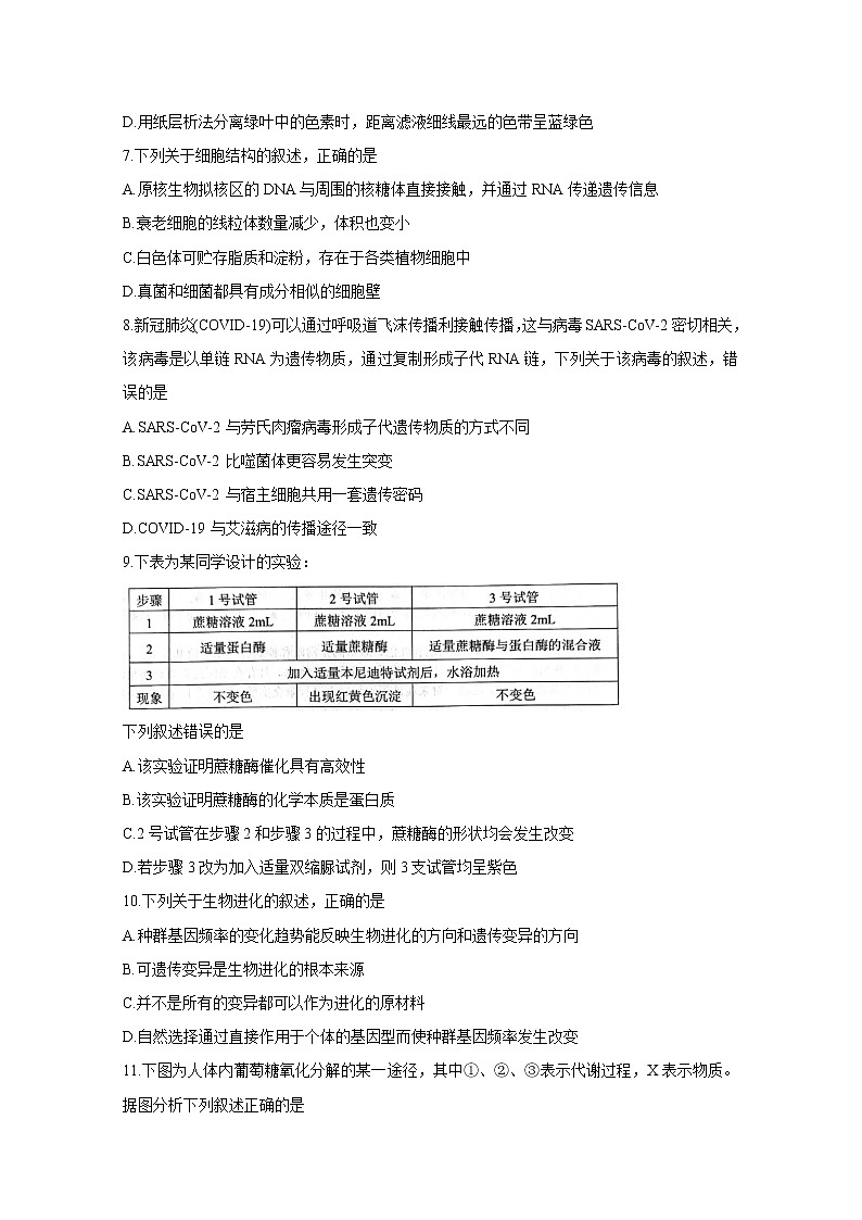 浙江省宁波市2020届高三适应性考试（二模）生物试题 Word版含答案第2页