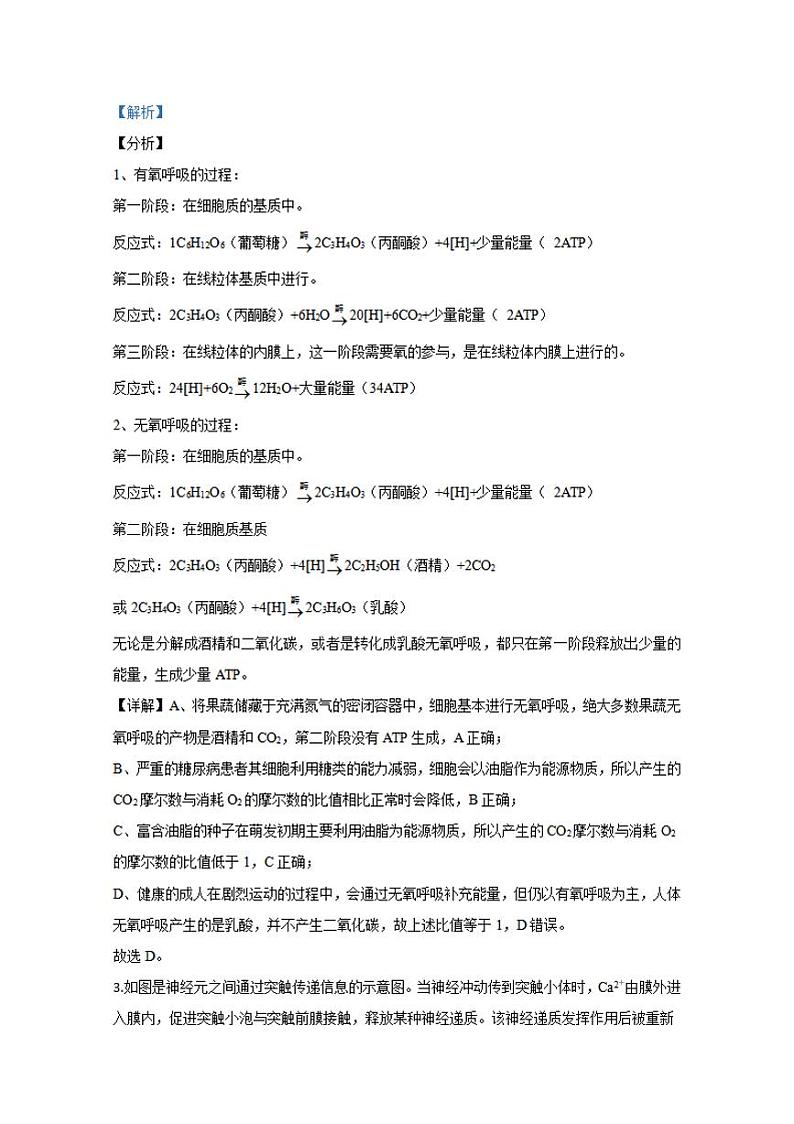 河北省衡水市衡水中学2020届高三二调考试研生物试题含答案解析第2页