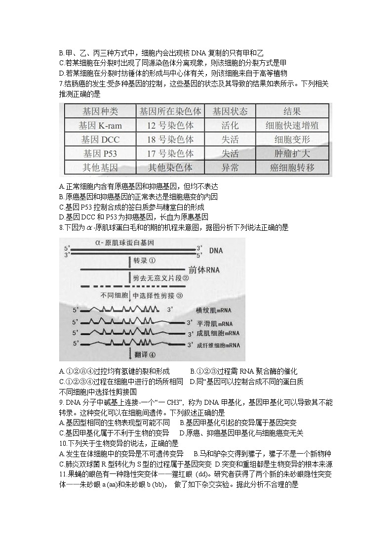 湖南省株洲市2021届高三上学期教学质量统一检测（一）生物试题 Word版含答案第2页