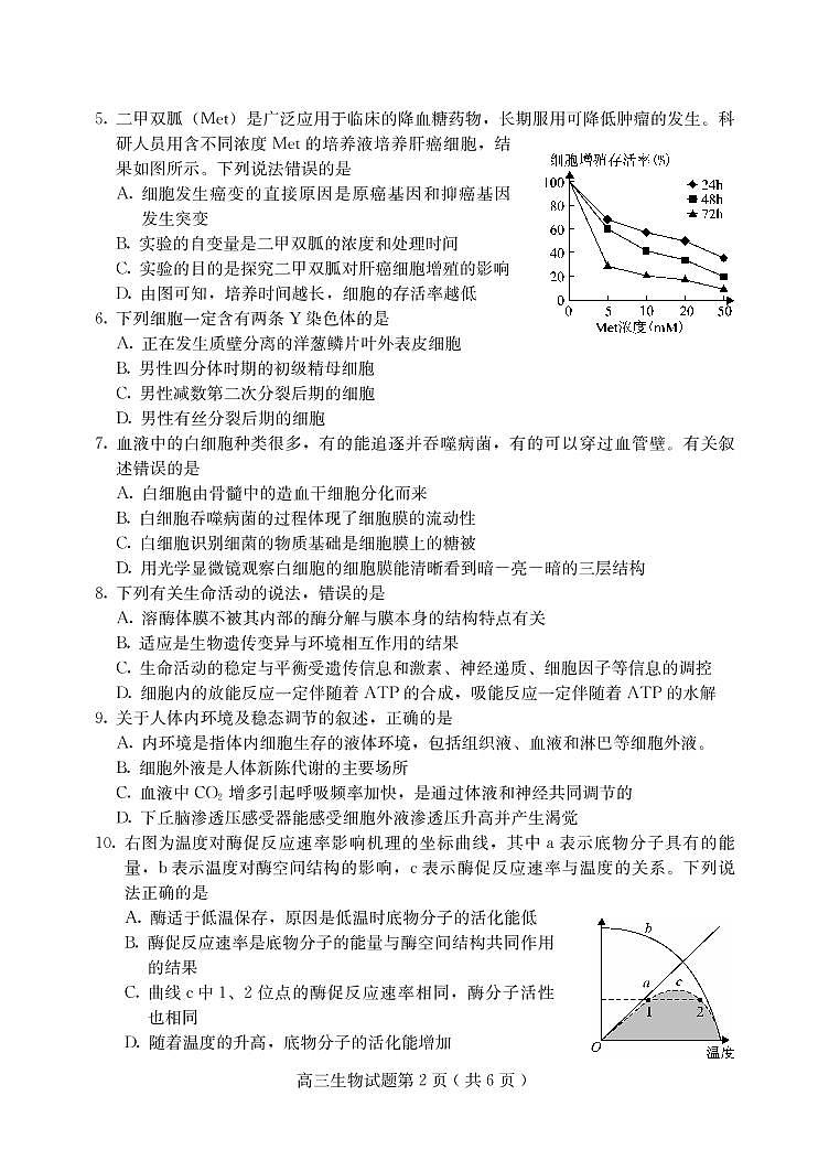 河北省保定市2020-2021学年高三上学期期末考试生物试题第2页