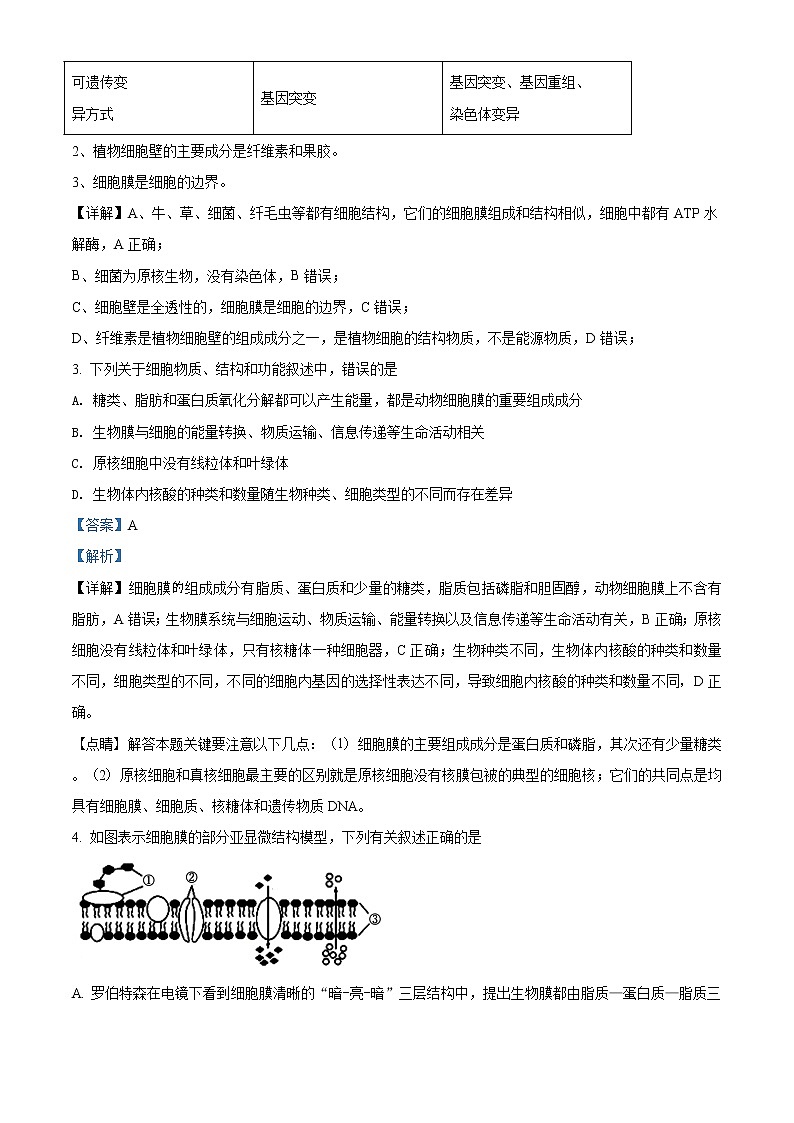 河南省信阳市2021-2022学年高三第一次调研考试生物试题第3页