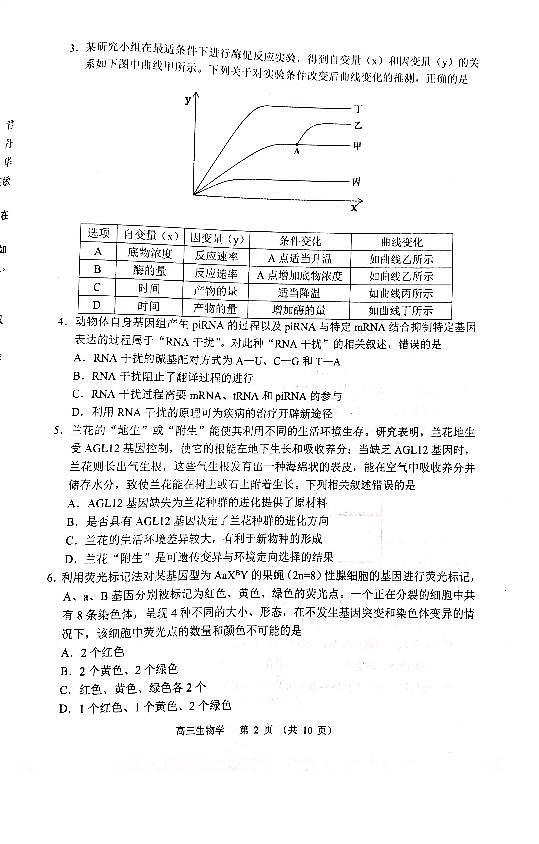 2022届沈阳市高中三教学质量监测（一）生物试题（无答案）第2页